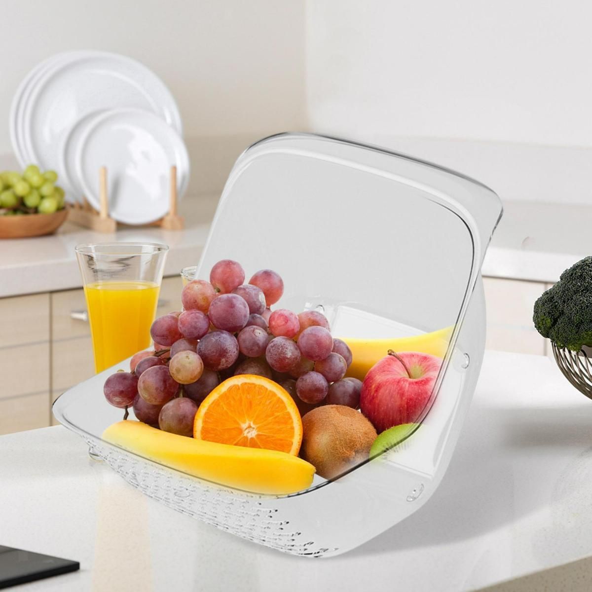 Kitchen Strainer Drain Basket – 20.7 cm x 15 cm x 13 cm – Versatile Plastic Colander for Fruits, Vegetables & More 7605120902