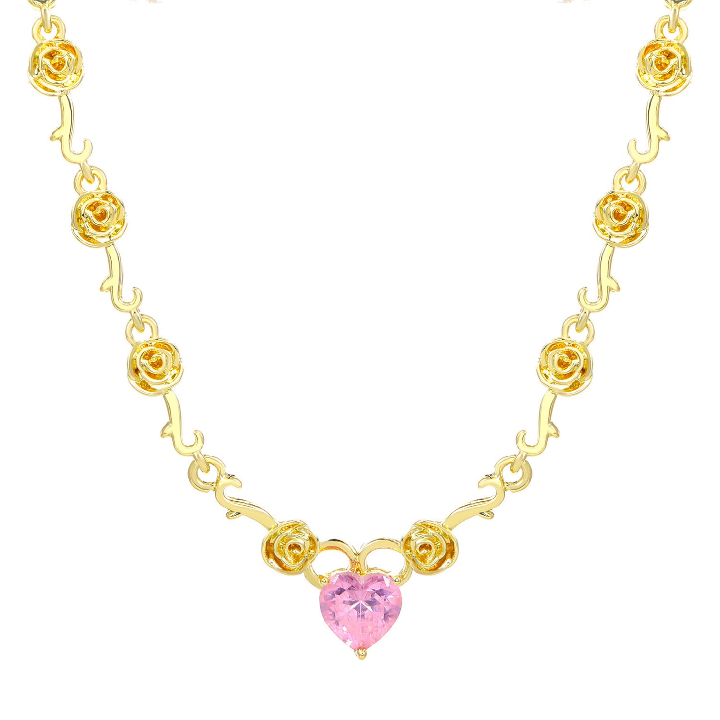 Rhinestone Love Rose Chain Necklace For Women - BOSS MANGO