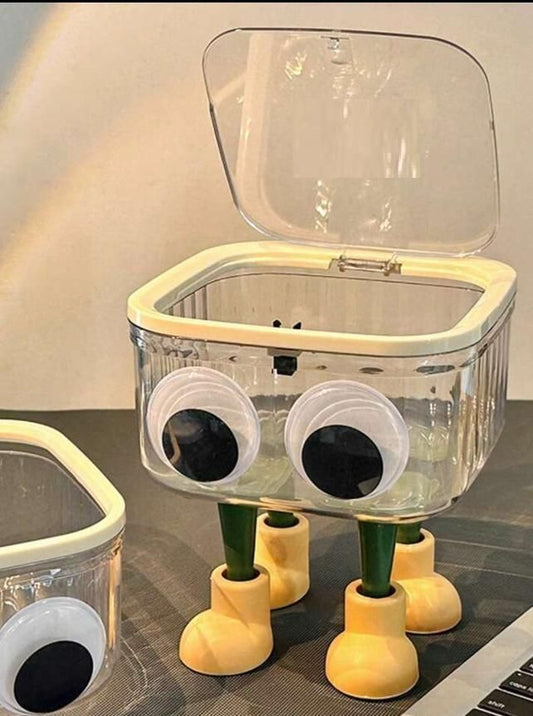 Cute Cartoon Trash Can with Lid – 15x15x8 cm – Compact Odor-Sealing Mini Waste Bin 8272368006