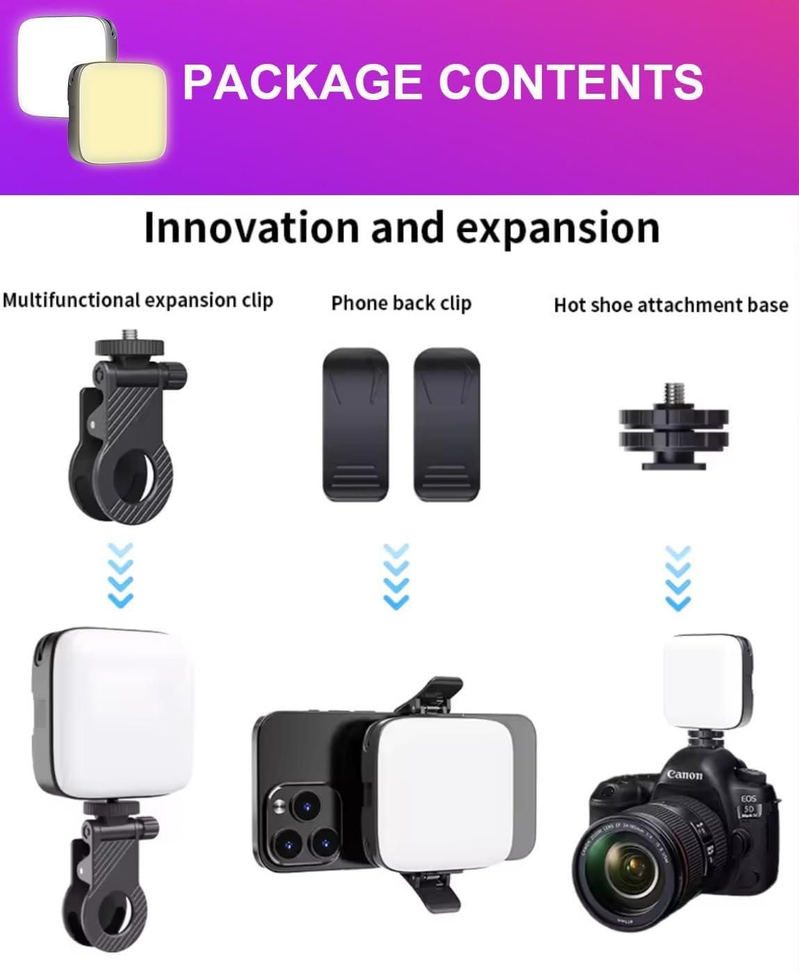 Premium LED Video Light with Phone Holder Clip – Illuminate Your Content Creation 8433238950