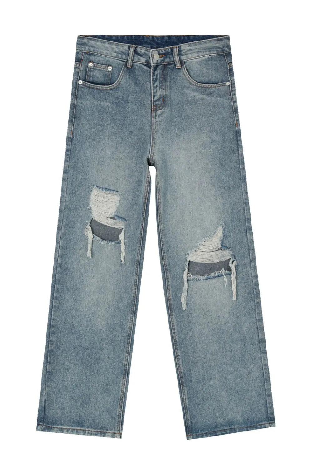 BOSS MANGO - Distressed Wide Leg Jeans with Pockets