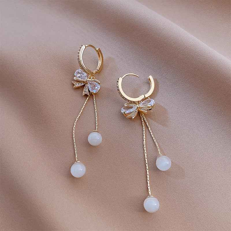 Fashion Women's Alloy Bow Cat's Eye Earrings - BOSS MANGO