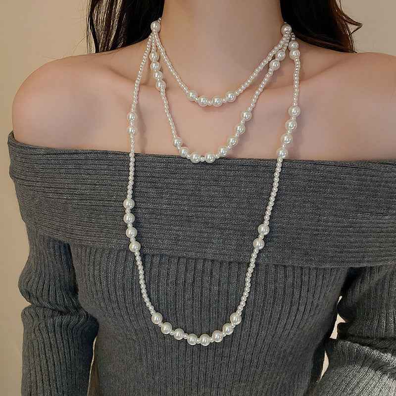 Irregular Long Pearl Necklace Niche