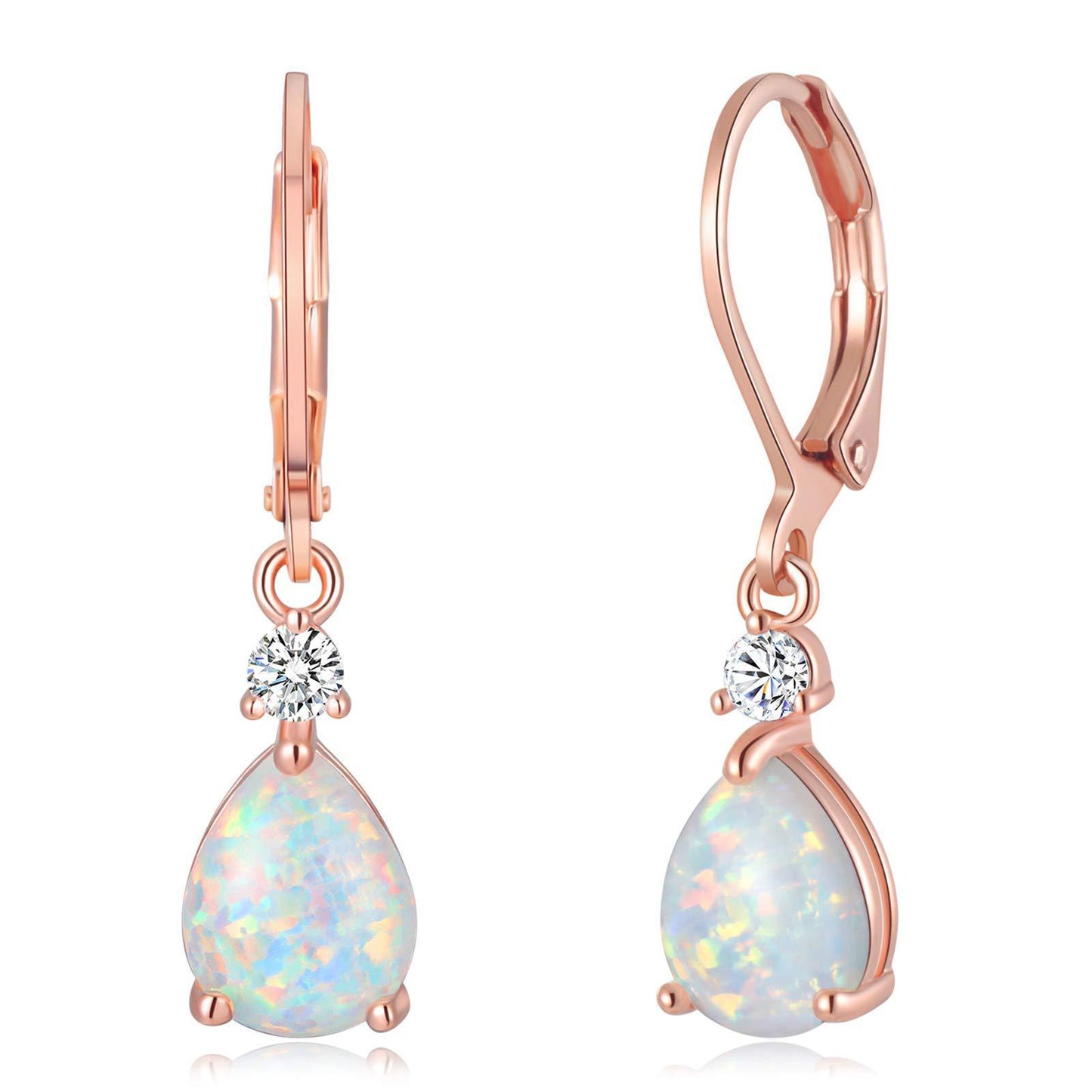 White Opal Drop Opal Earrings - BOSS MANGO