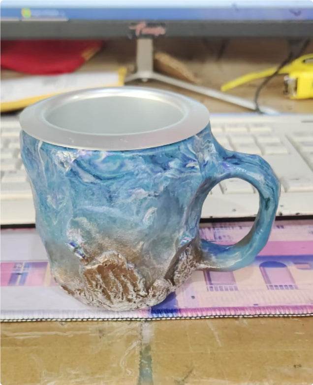 BZ015 10cm High Flat mouthed inner liner 400ml Resin Mineral Crystal Coffee Mugs With Handles Elegant Fake Mineral Crystal Cup For Workplace Home Decor Christmas Gift Kitchen Gadgets 90de3232-ecec-40f1-88ee-3da58c9256da Print Material