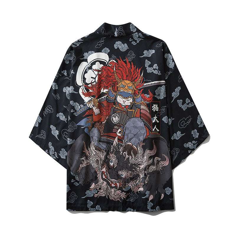 Printed Japanese Kimono Men's And Women's Cloak Jacket Road Robe Pajamas Cardigan