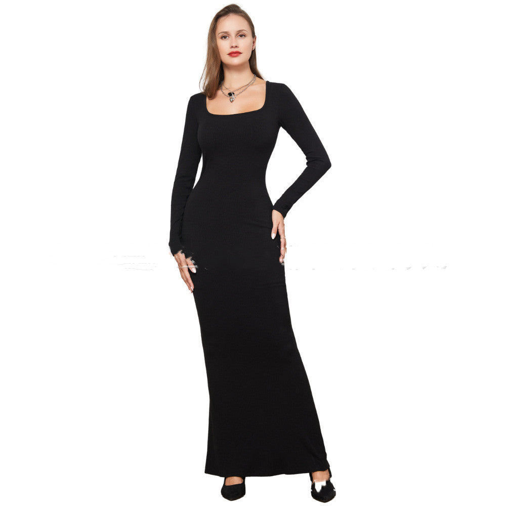 Two-in-one With Lining Double-layer Belly Contracting Hip Lifting Long Sleeve Narrow Dress - BOSS MANGO