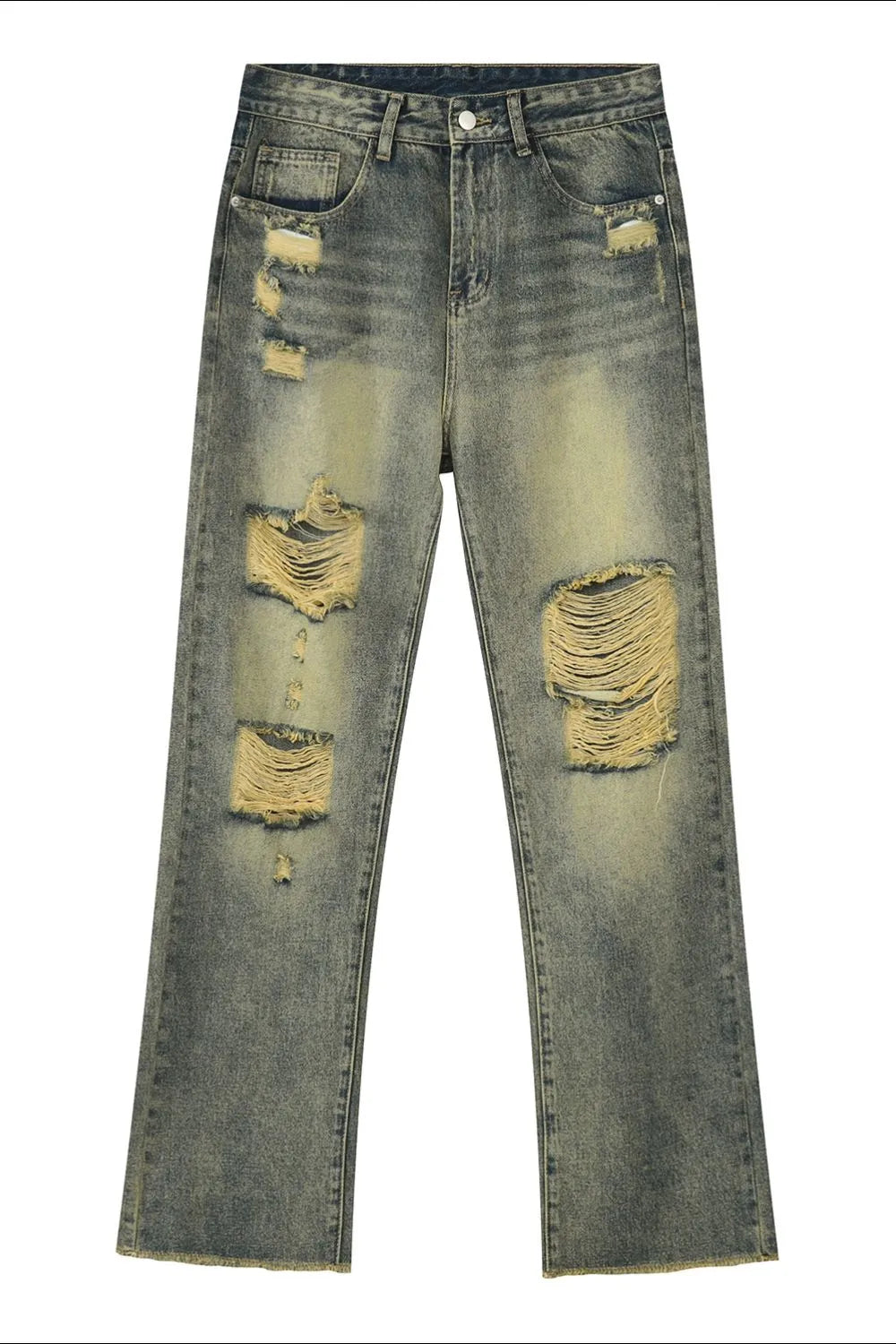 BOSS MANGO - Distressed Mid Rise Jeans with Pockets