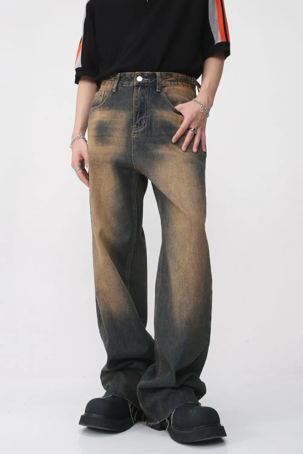 BOSS MANGO - Raw Hem Straight Leg Jeans