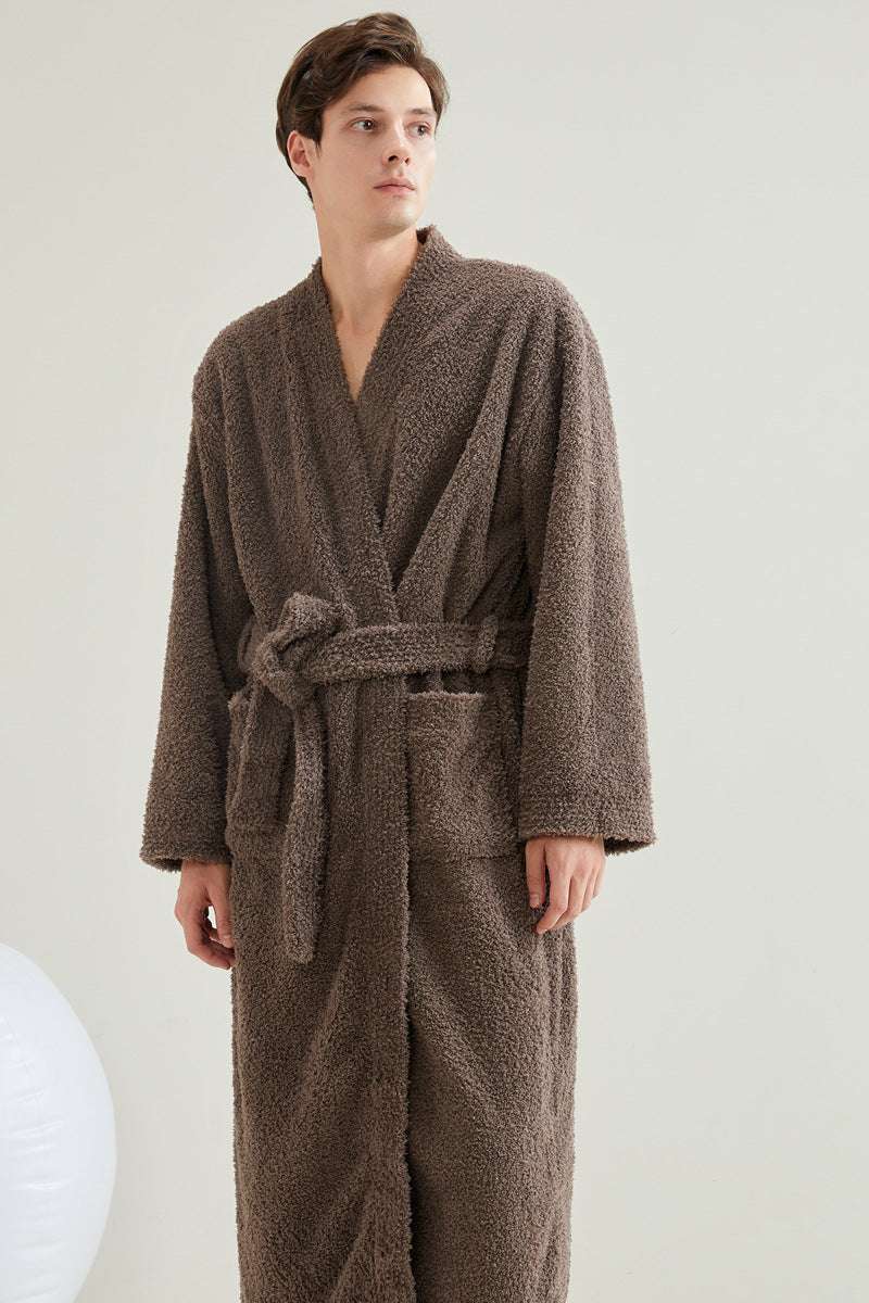 Couple pajamas flannel casual European and American loose bathrobe nightgown - BOSS MANGO