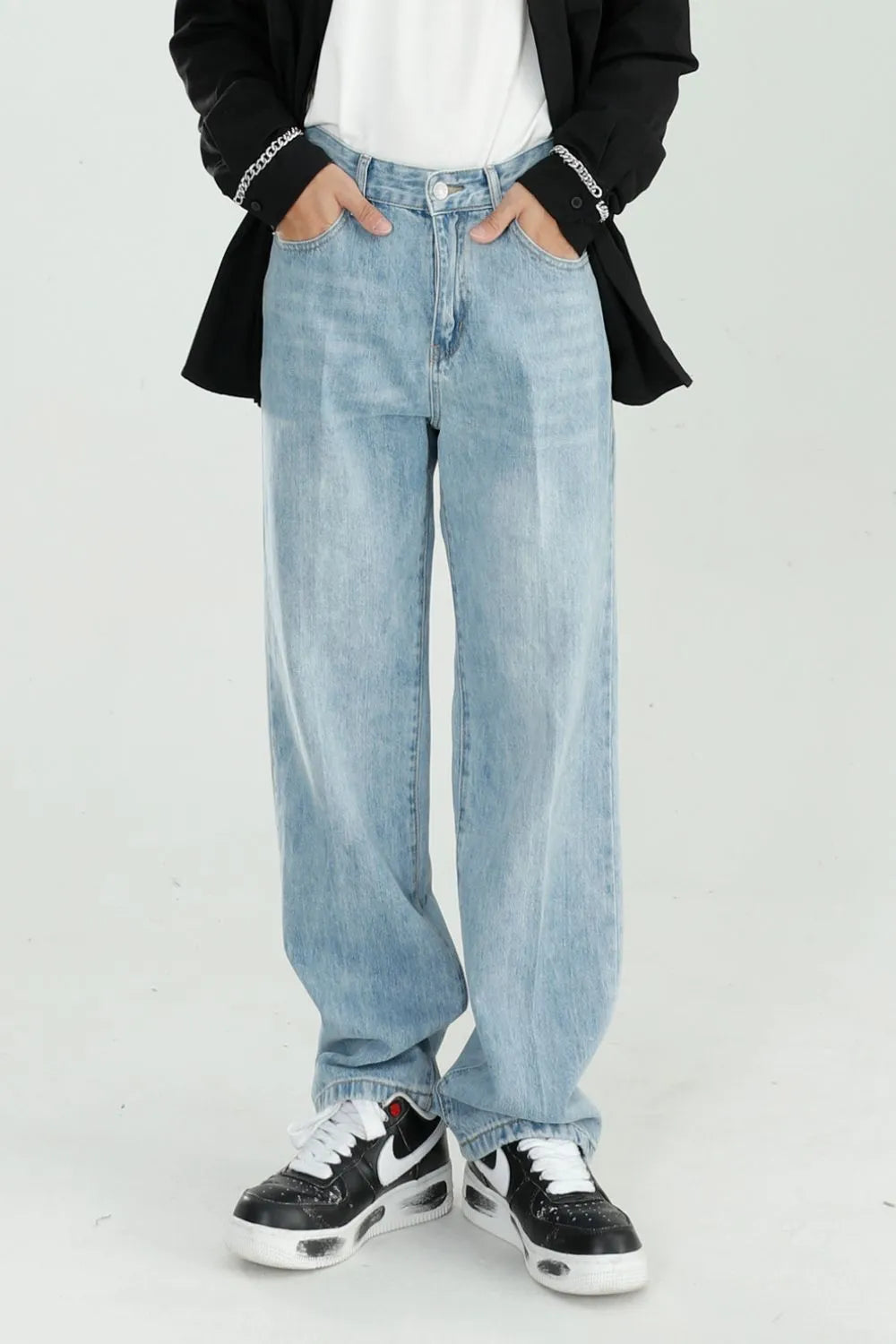 BOSS MANGO - Mid Rise Wide Straight Jeans with Pockets