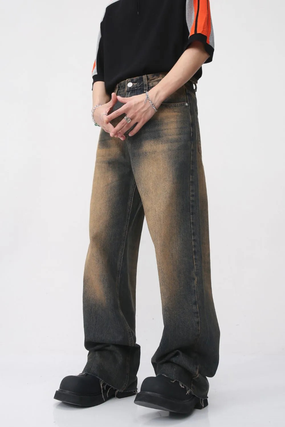 BOSS MANGO - Raw Hem Straight Leg Jeans