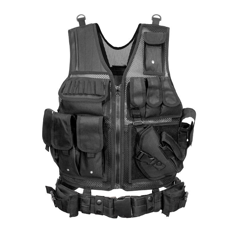 Tactical Vest for Men, Airsoft Vest, Black Molle Vest and Cap Protective Equipment, Tactical Airsoft Gear