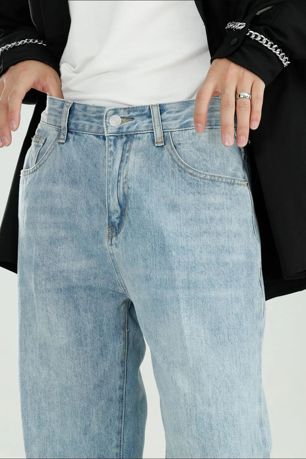 BOSS MANGO - Mid Rise Wide Straight Jeans with Pockets