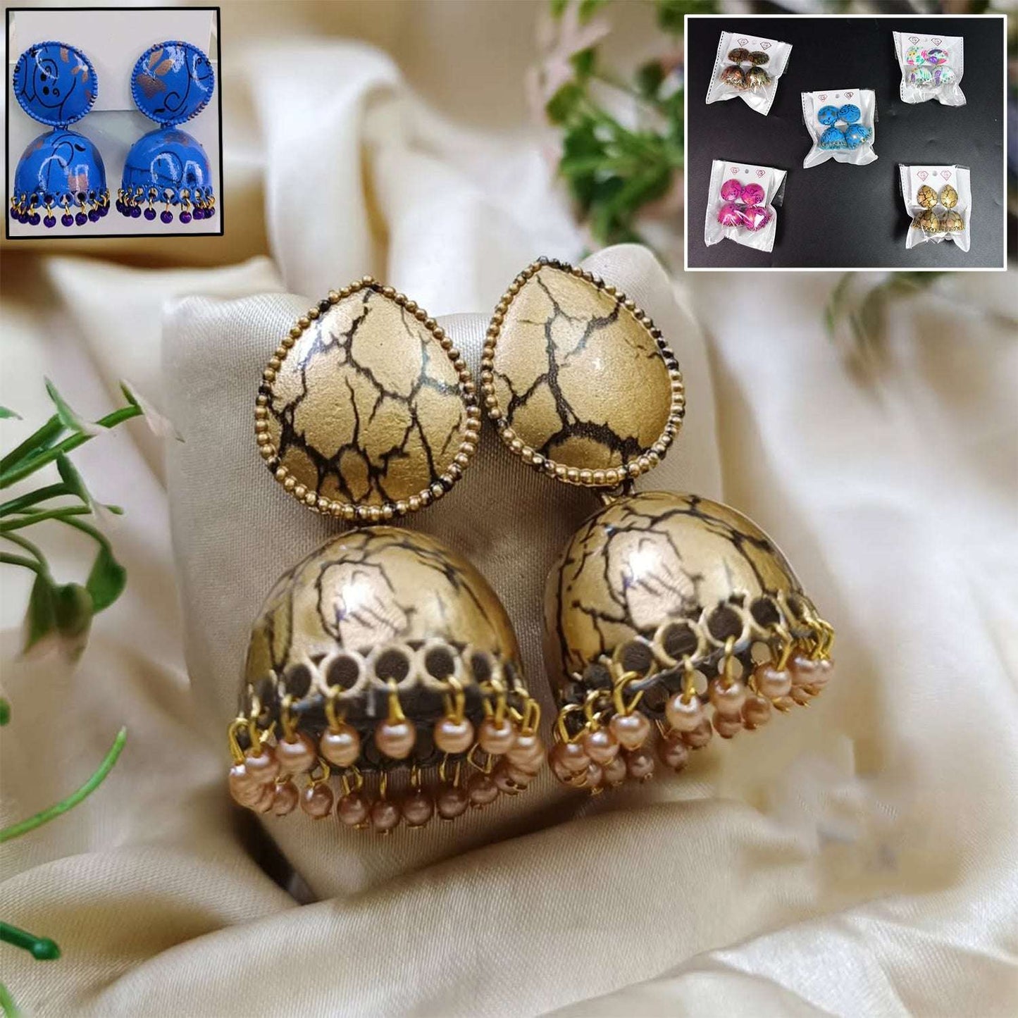 Jhumka Earrings  Buti For Women  Girls (1 Pair  Mix Color  Design) - BOSS MANGO