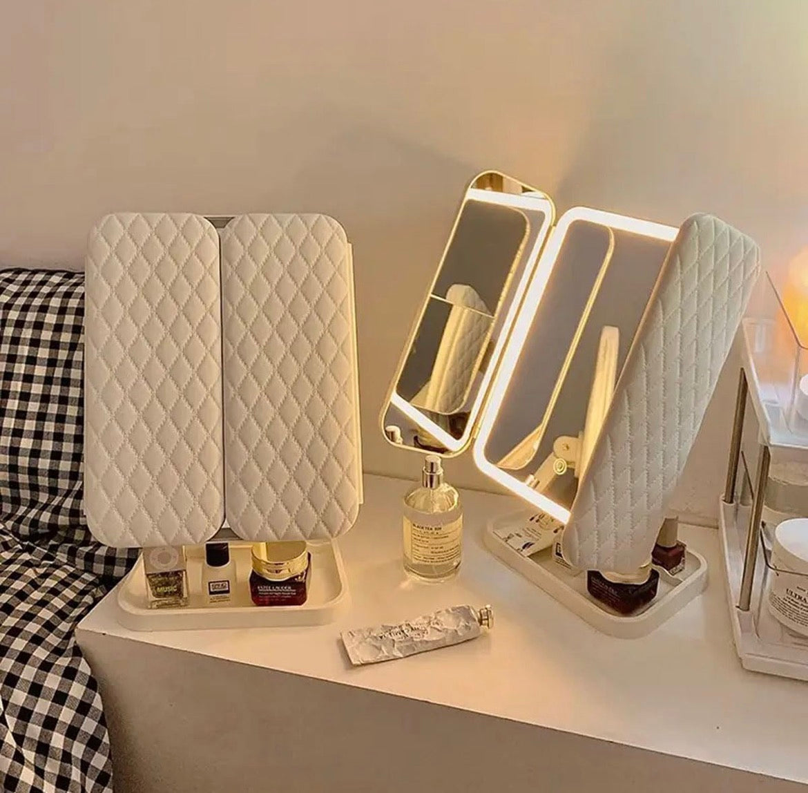 Trifold Led Makeup Mirror with Magnification & Touch Control FullSizeRender