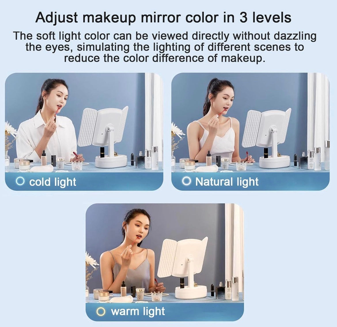 Trifold Led Makeup Mirror with Magnification & Touch Control FullSizeRender_85e6b590-fab8-4f26-ab8b-8207da55ab06