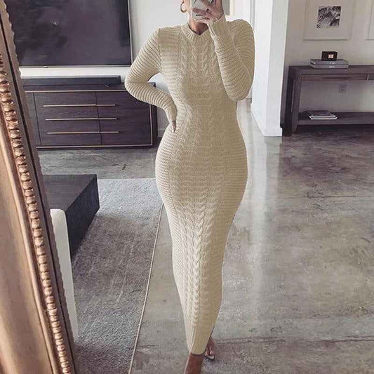 Autumn Collections Ladies Knitted Dress Turtleneck Long Sleeve