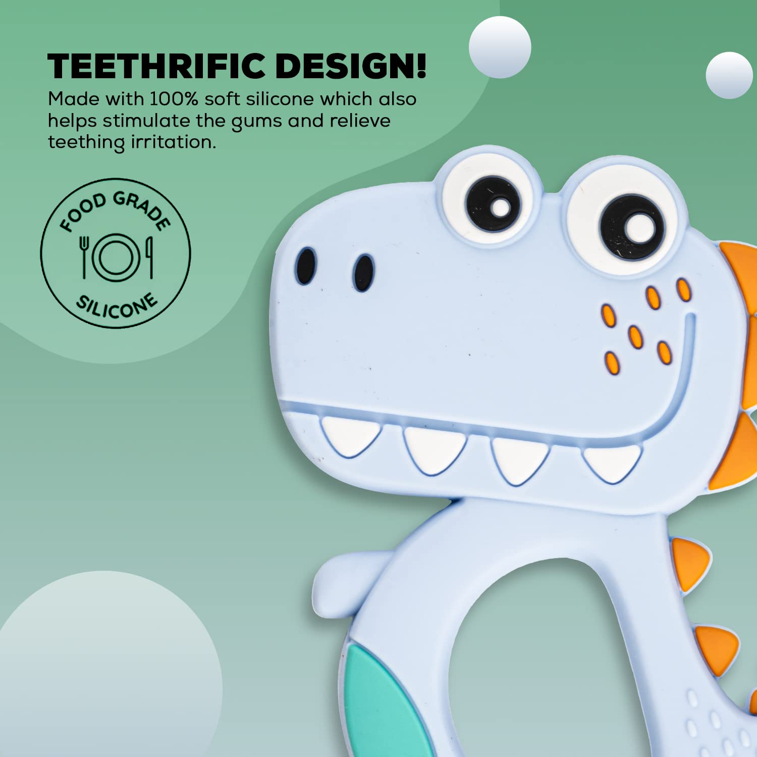 Silicone Dinosaur Teether For Baby (1 Pc  Mix Design  Color) - BOSS MANGO