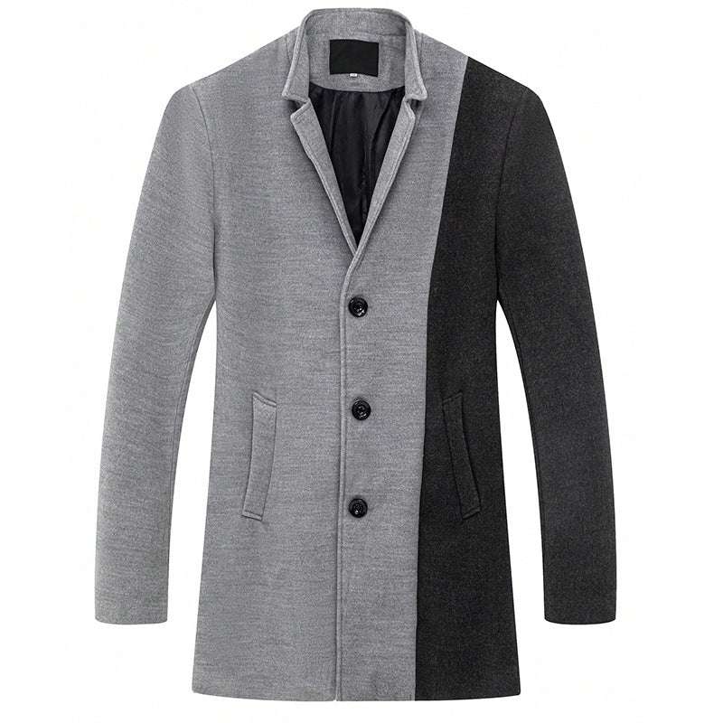 Mid-length Color Matching Single-breasted Trench Coat Woolen Plus Size Casual