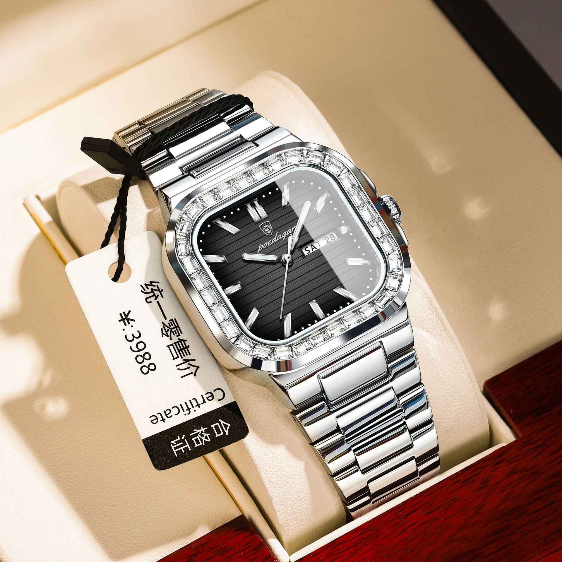 Double Calendar Men's Watch Diamond - BOSS MANGO