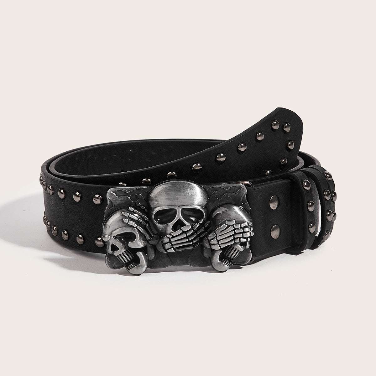 Men's Personality Skull Youth Belt Punk Snap Button Casual Belt