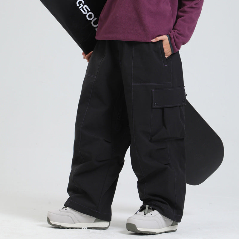 Loose Veneer Windproof Waterproof Sports Outdoor Wide Leg Ski Pants - BOSS MANGO