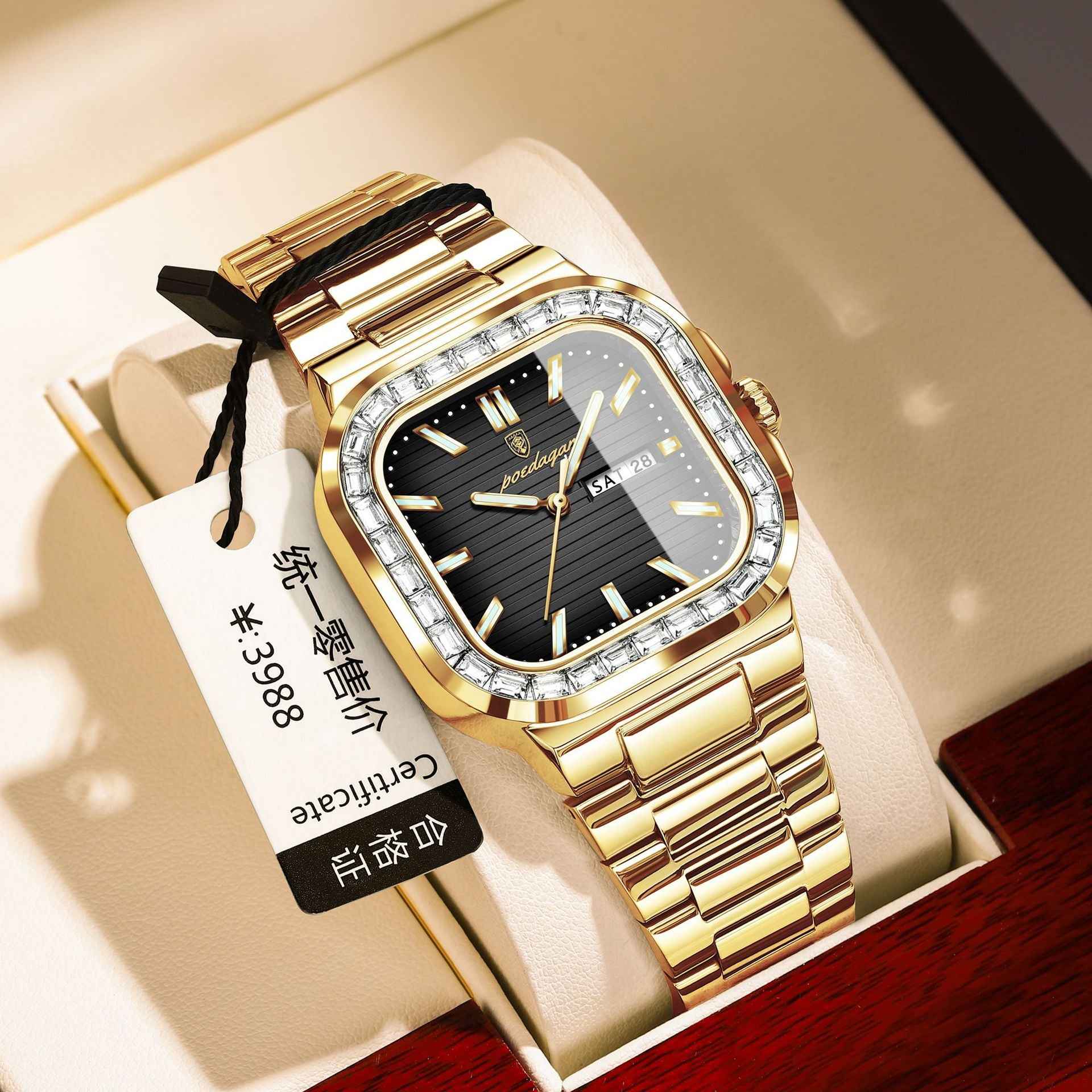 Double Calendar Men's Watch Diamond - BOSS MANGO