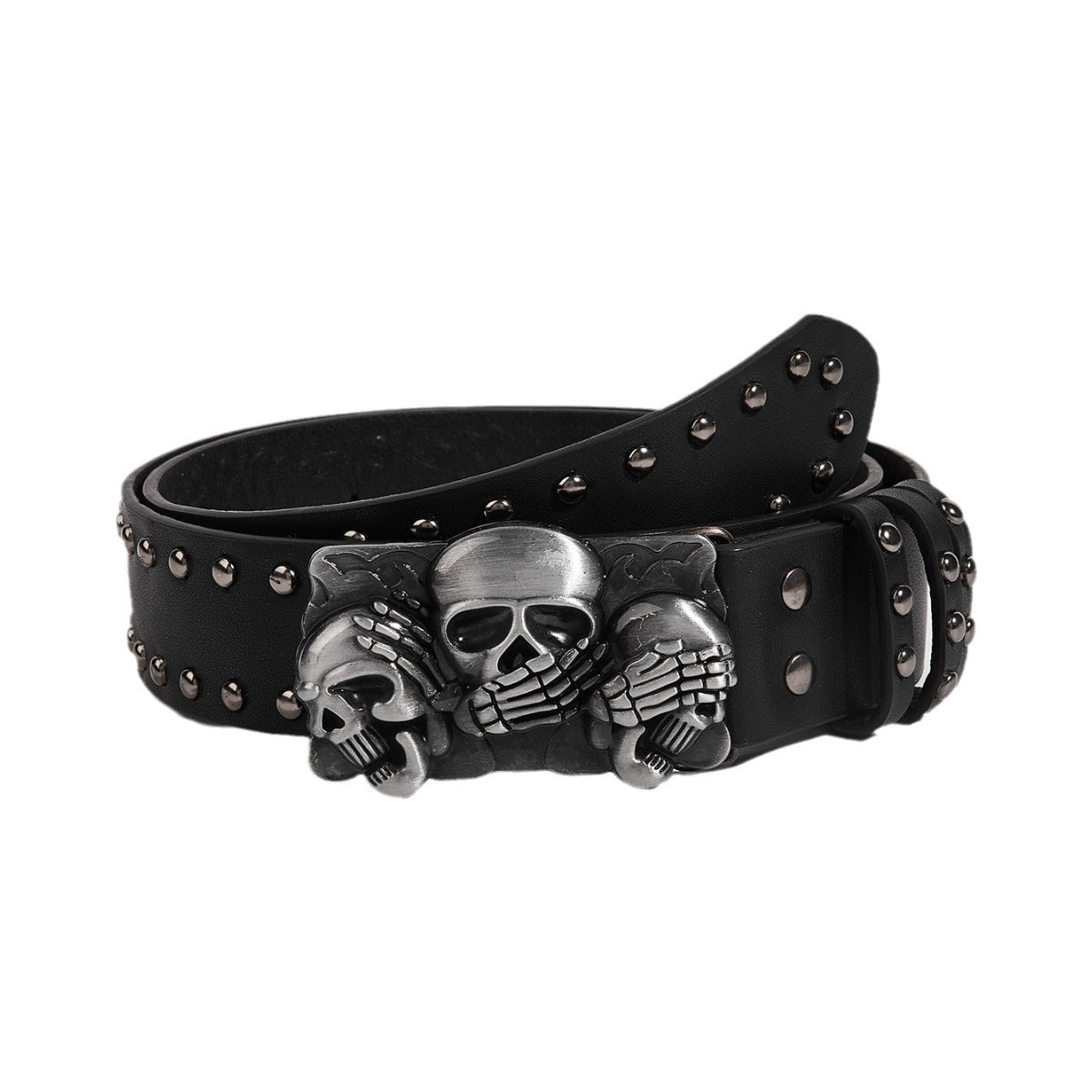 Men's Personality Skull Youth Belt Punk Snap Button Casual Belt - BOSS MANGO