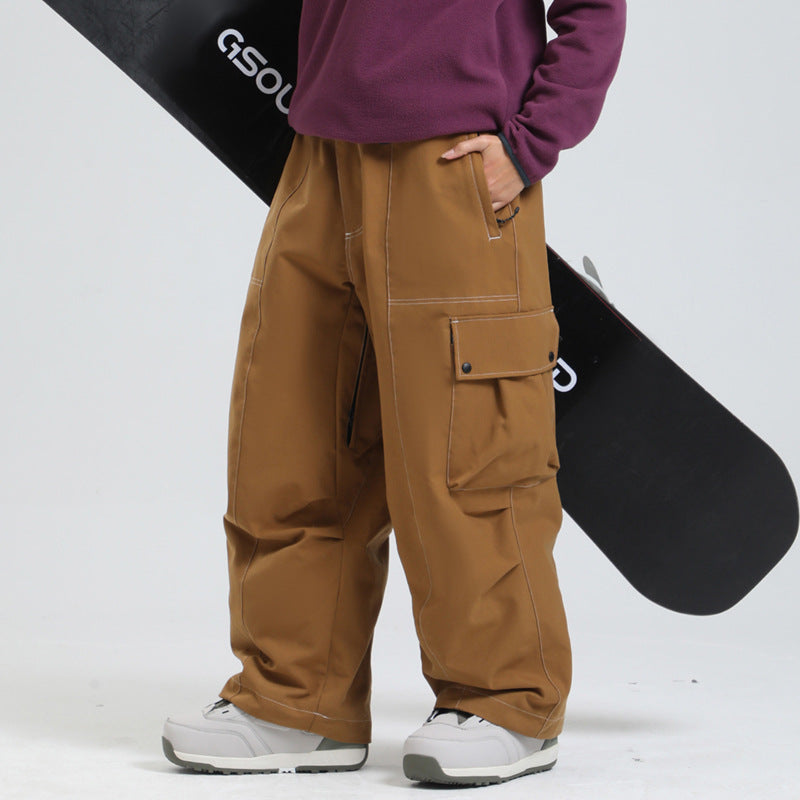 Loose Veneer Windproof Waterproof Sports Outdoor Wide Leg Ski Pants - BOSS MANGO