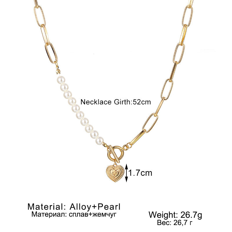 Ins Fairy Temperamental Pearl Love Necklace - BOSS MANGO