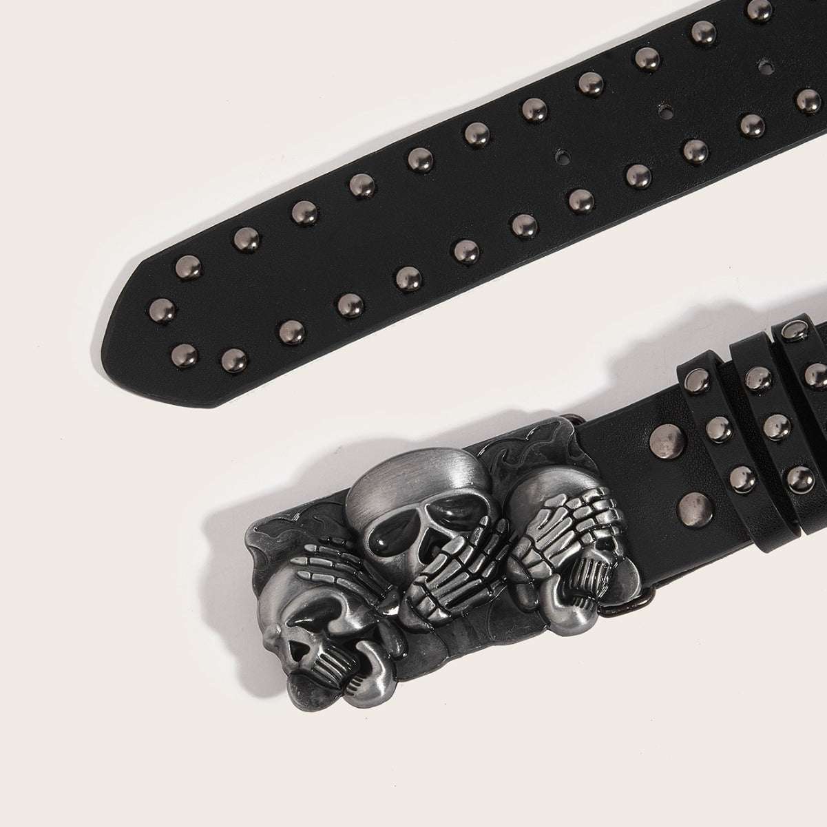 Men's Personality Skull Youth Belt Punk Snap Button Casual Belt