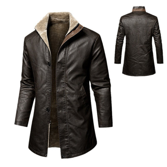 Men's Leather Extended Plus Size Men's PU Leather Coat - BOSS MANGO