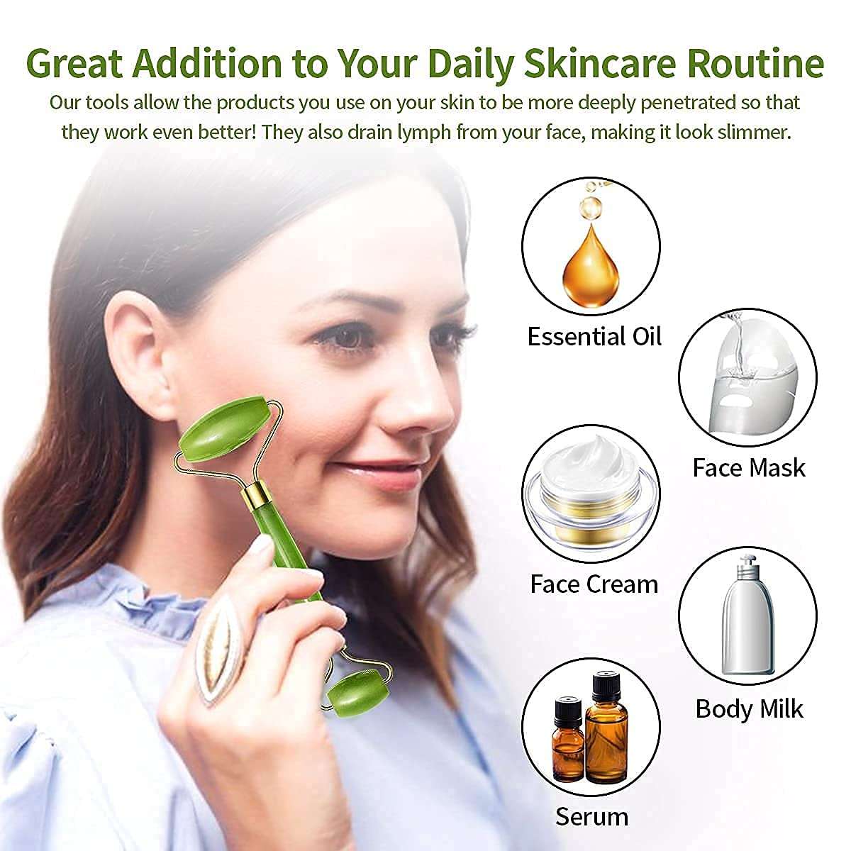 0318 Gua Sha Stone And Anti Aging Jade Roller Massager For Face Massage Natural Face Skincare Massager  Face Roller Massager For Women  Face Shaper Jade Roller And Gua Sha Set For Glowing Skin - BOSS MANGO