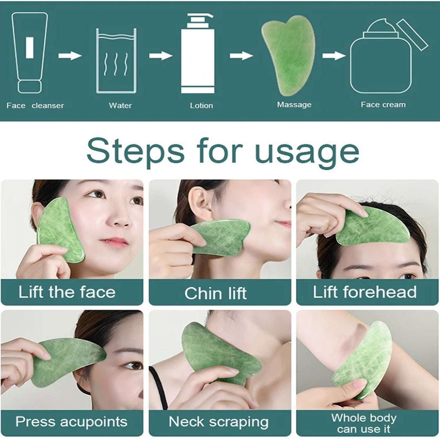 0318 Gua Sha Stone And Anti Aging Jade Roller Massager For Face Massage Natural Face Skincare Massager  Face Roller Massager For Women  Face Shaper Jade Roller And Gua Sha Set For Glowing Skin - BOSS MANGO