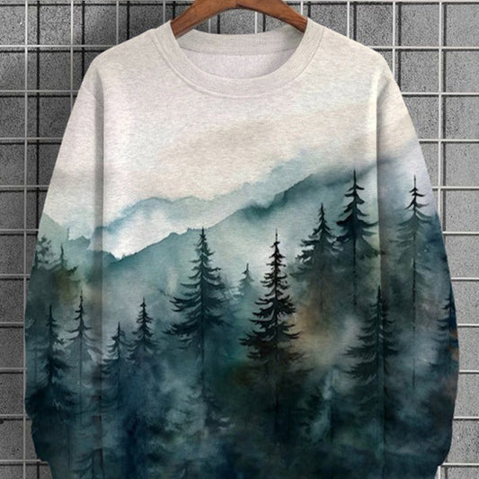 Round Neck Long-sleeved Sweater 3D Printed Youth Art Top - BOSS MANGO