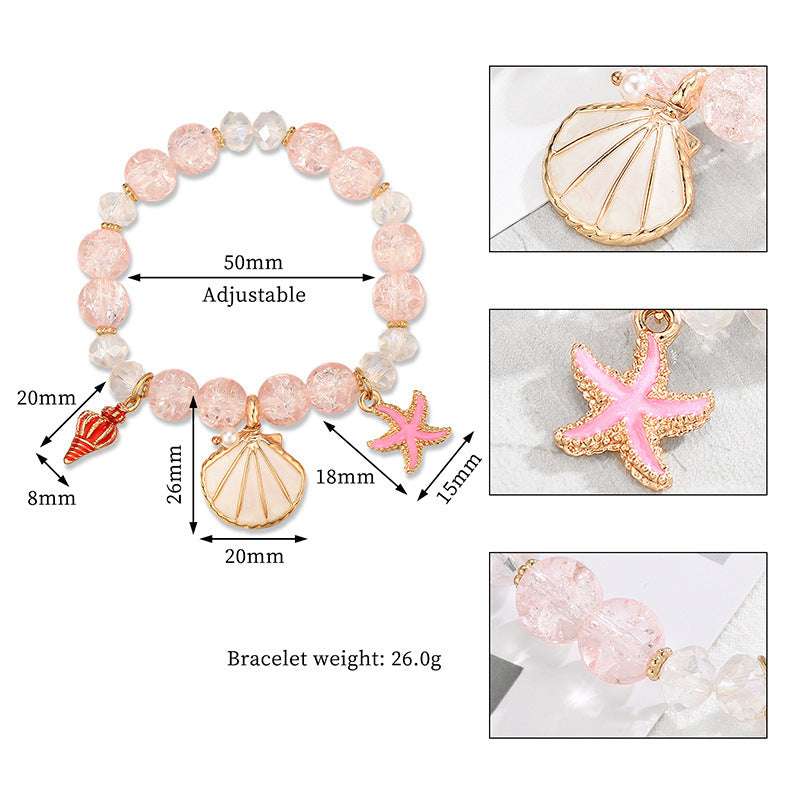 Hot Selling Starfish And Scallop Alloy Beaded Bracelet