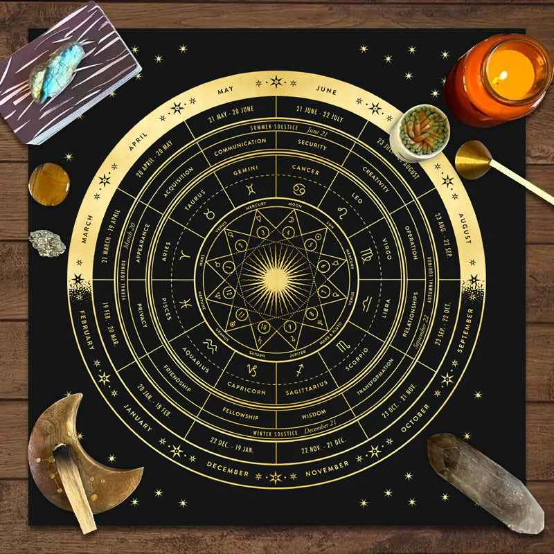 Tarot Tablecloth Board Game Decorative Cloth Have Your Power Mandala Moon Phase Floral Butterfly Tablecloth