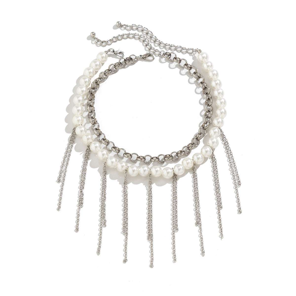 Pearl Tassel Fun Design Double-layer Retro Necklace Women's Accessories