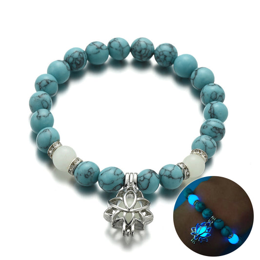 Energy Luminous Lotus Natural Stone Bracelet Yoga Healing Luminous Glow In The Dark Charm Beads Bracelet For Men Women Prayer Buddhism - BOSS MANGO