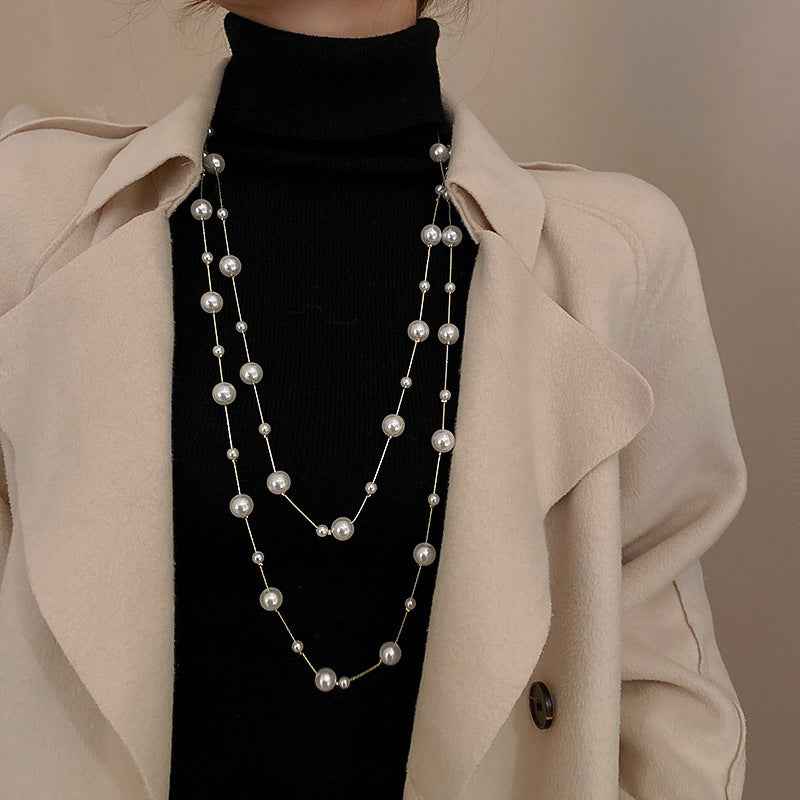 Irregular Long Pearl Necklace Niche