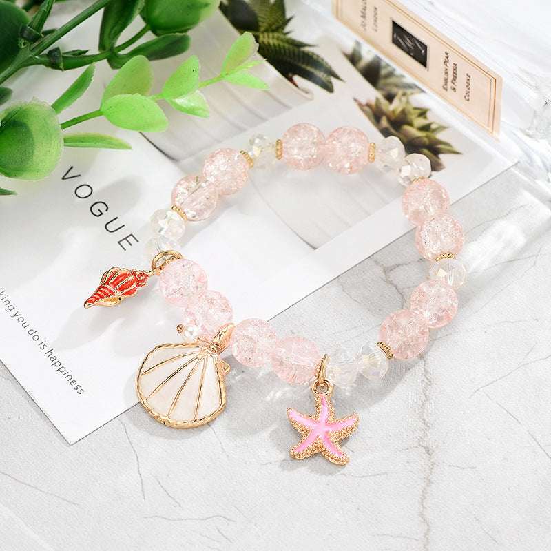 Hot Selling Starfish And Scallop Alloy Beaded Bracelet