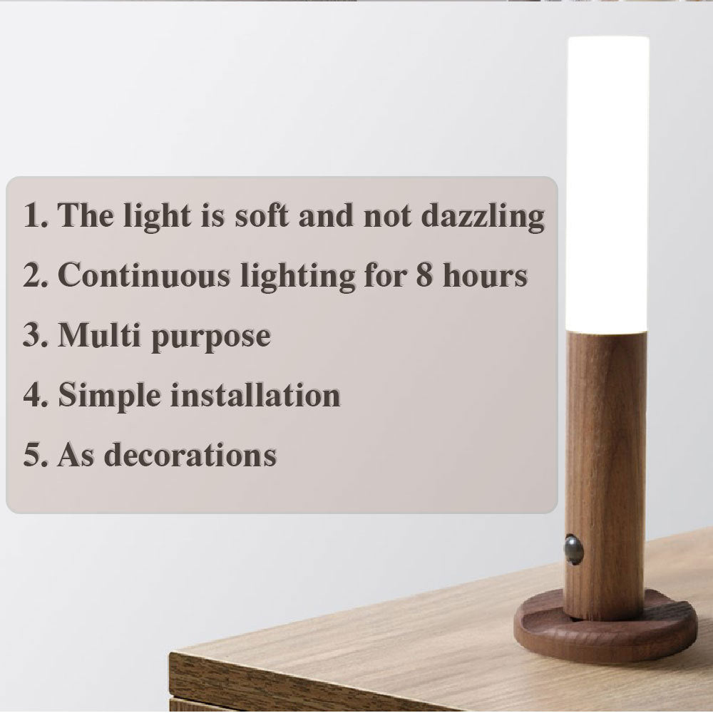 Auto LED USB Magnetic Wood Wireless Night Light Corridors Porch Lights PIR Motion Sensor Wall Light Cabinet Lamp - BOSS MANGO