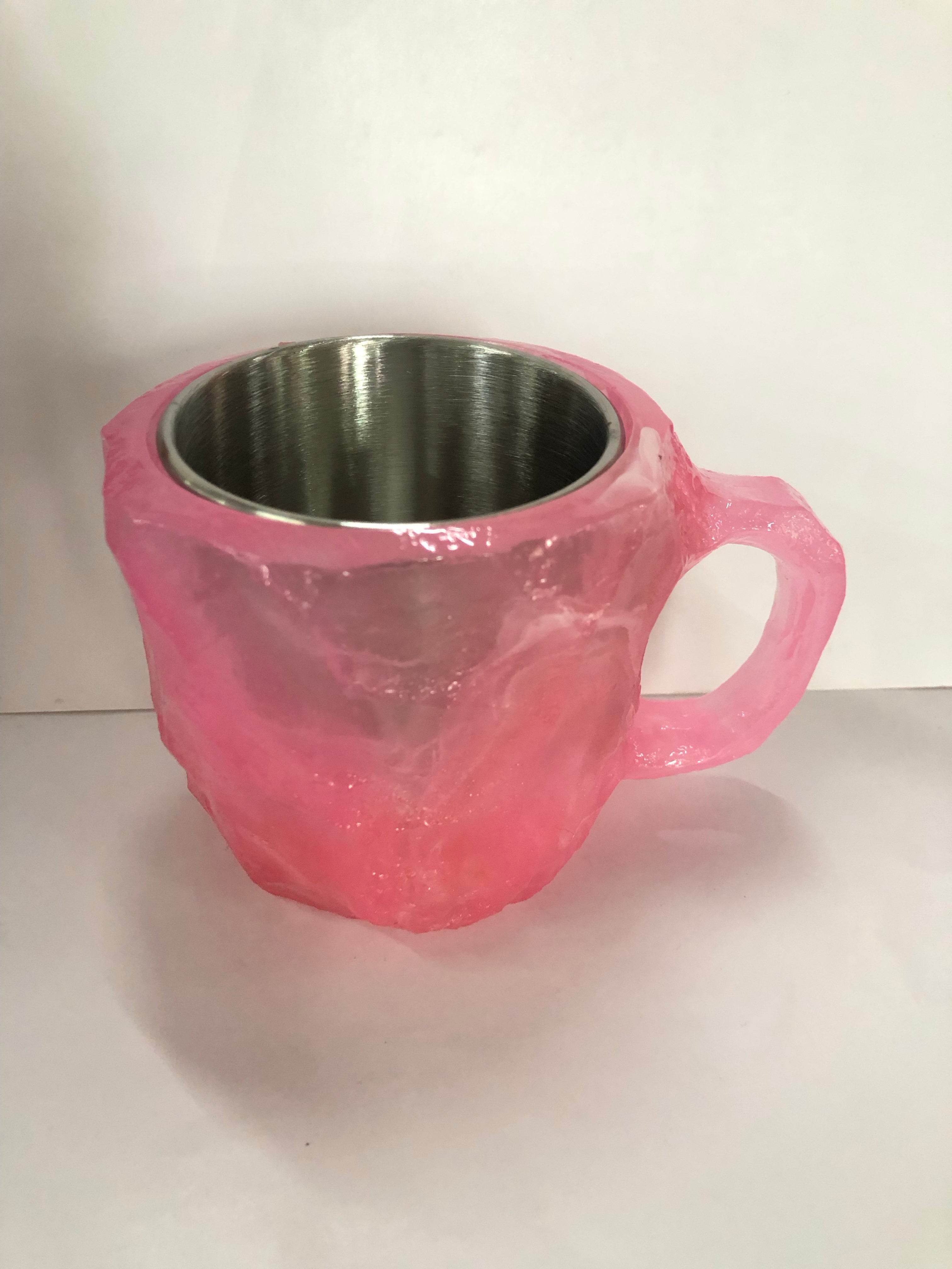 Pink 10cm High Flat mouthed inner liner 400ml Resin Mineral Crystal Coffee Mugs With Handles Elegant Fake Mineral Crystal Cup For Workplace Home Decor Christmas Gift Kitchen Gadgets d54fc4c0-2b5a-435e-b6f0-e6c18d8da18f Print Material