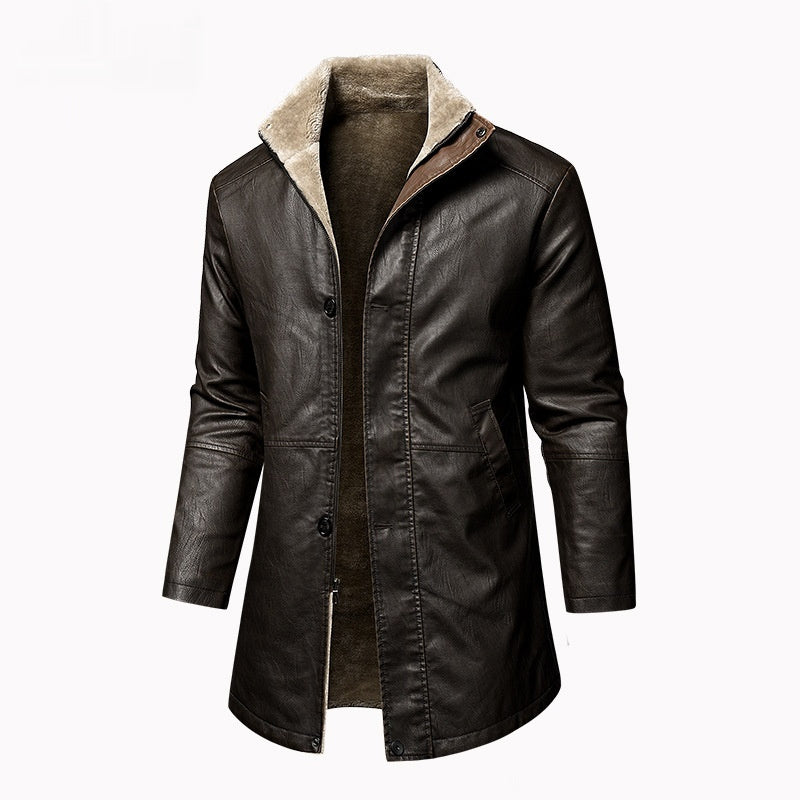 Men's Leather Extended Plus Size Men's PU Leather Coat - BOSS MANGO