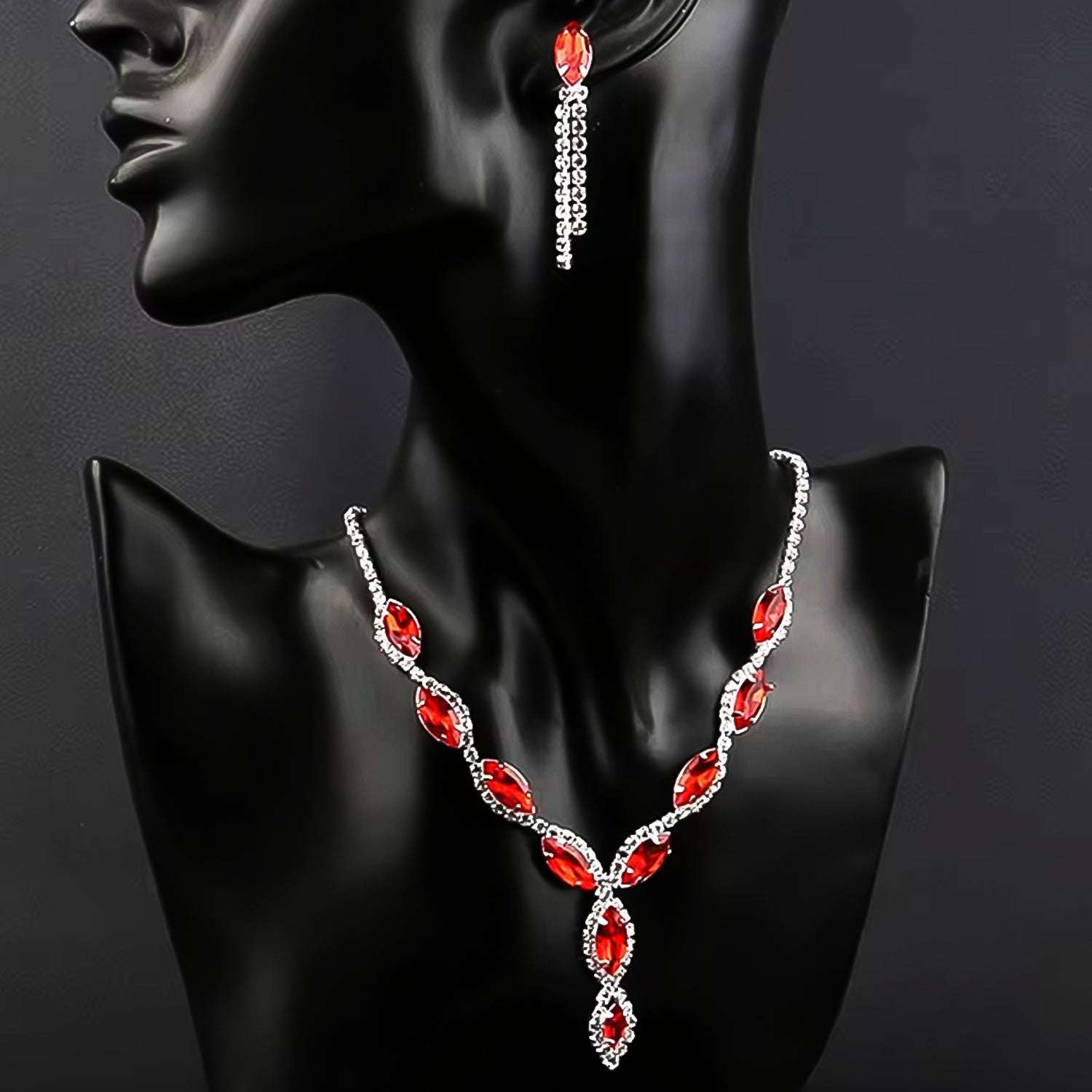 Necklace And Earrings Set Wedding Jewelry Set (1 Set  Mix Color) - BOSS MANGO