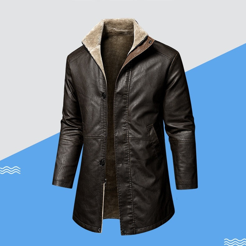 Men's Leather Extended Plus Size Men's PU Leather Coat - BOSS MANGO