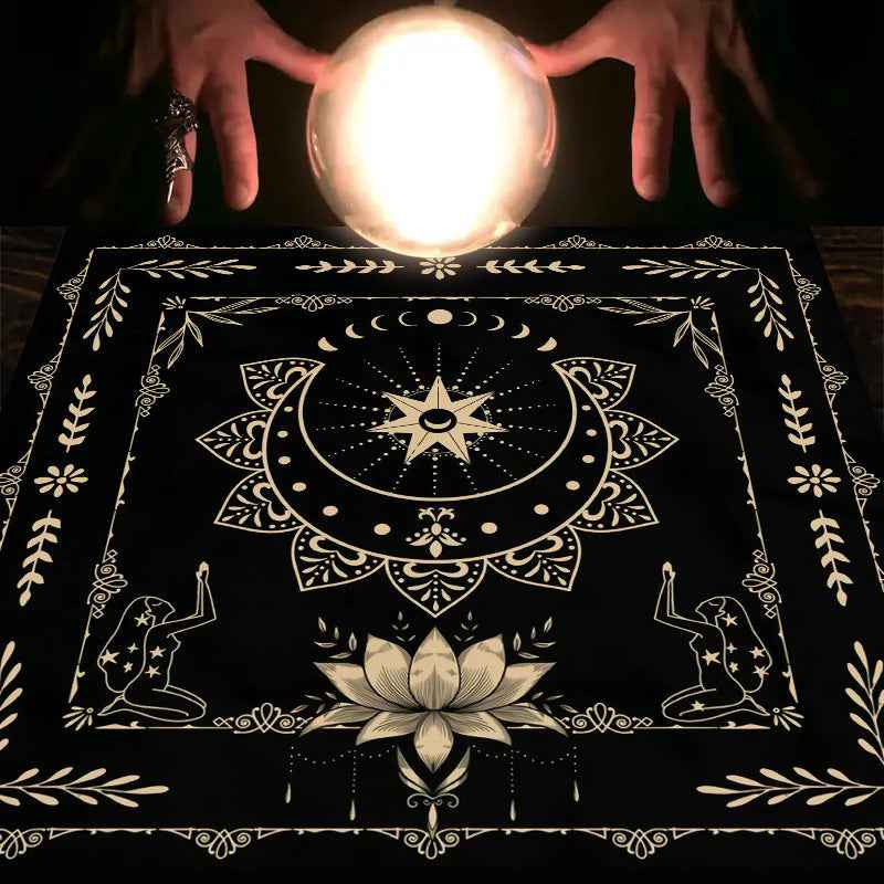 Tarot Tablecloth Board Game Decorative Cloth Have Your Power Mandala Moon Phase Floral Butterfly Tablecloth