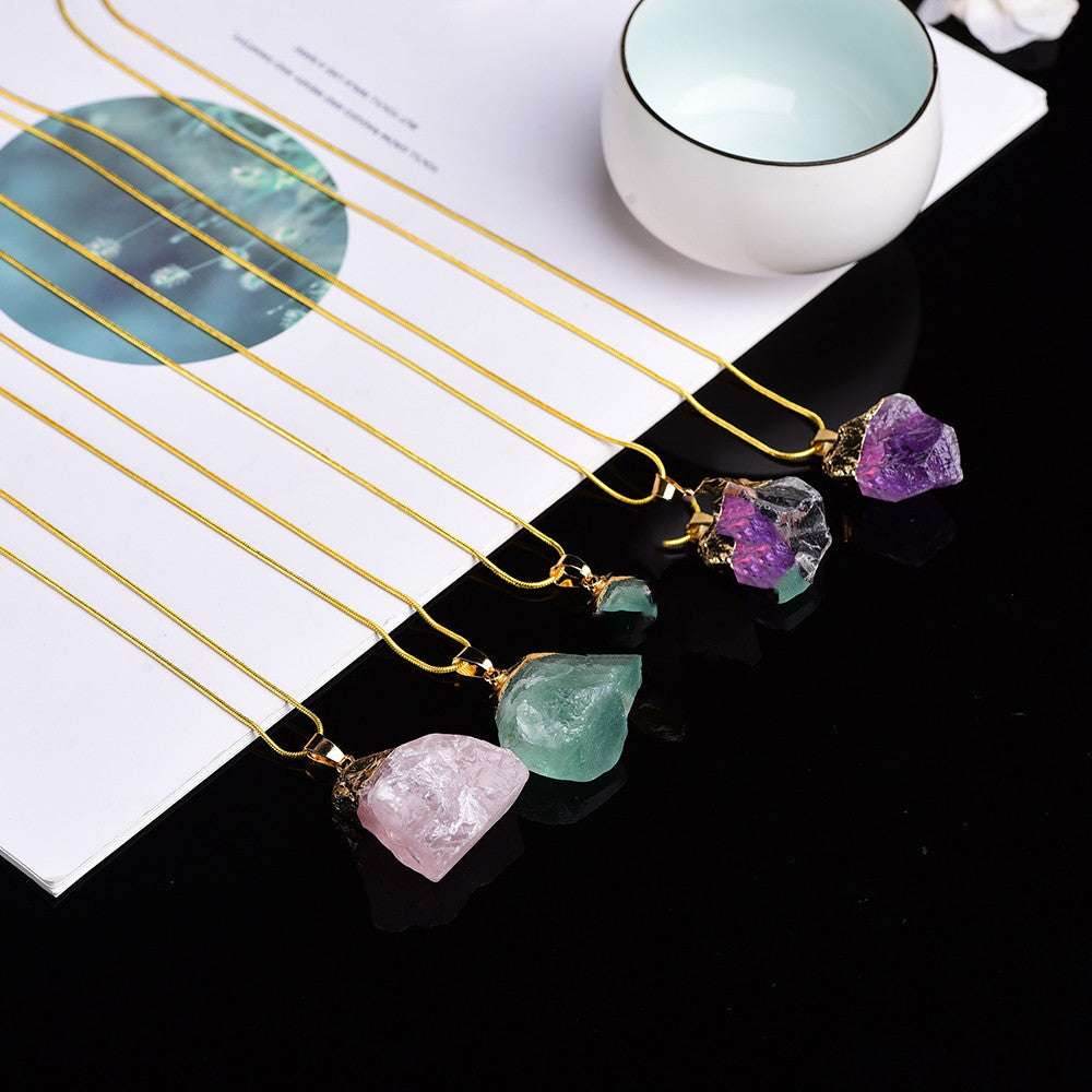 Natural Crystal Pendant With Gemstones + Chain ee6c778c-04fa-47da-8485-fc7d2cac58a3-_2 Accessories