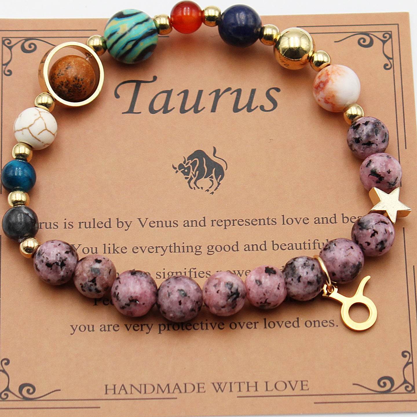 Taurur Eight Planets 12 Constellation Bracelet Natural Stone Hemp Stone f0481304-5ea1-45c1-b191-727cac5664dd